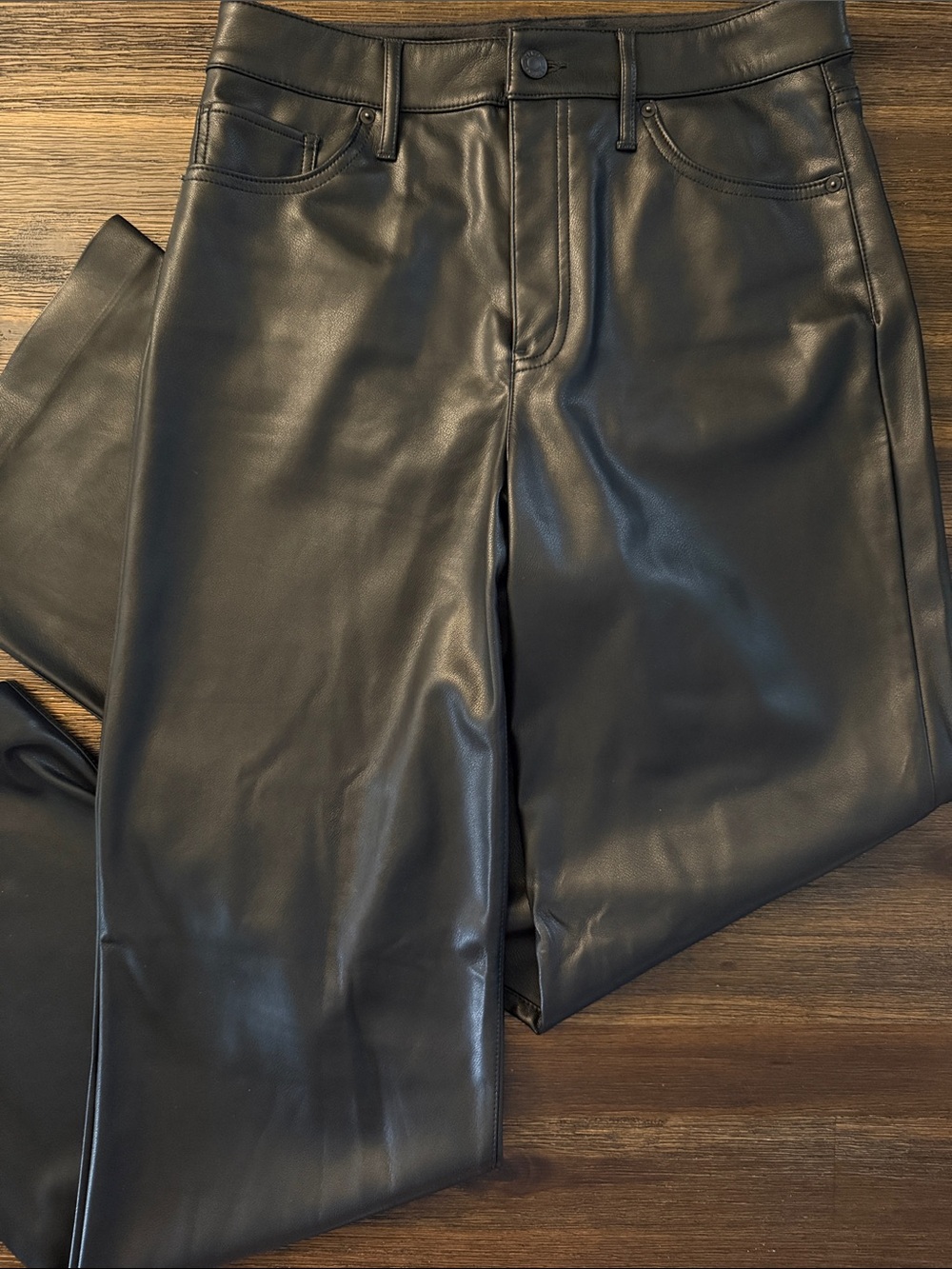 Express Black High Waisted Faux Leather Wide Leg Pants 8R